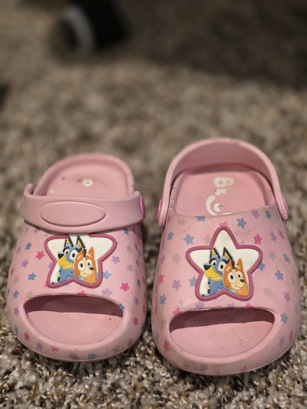 Kids Pink Star Clog Sandals with Character Badge